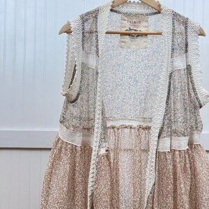 Falmer Heritage Cardigan Fairy‎ Hippie Festival Floral Lace Open Sleeveless 16